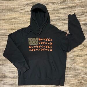 Black Hoodie with Orange Graphic